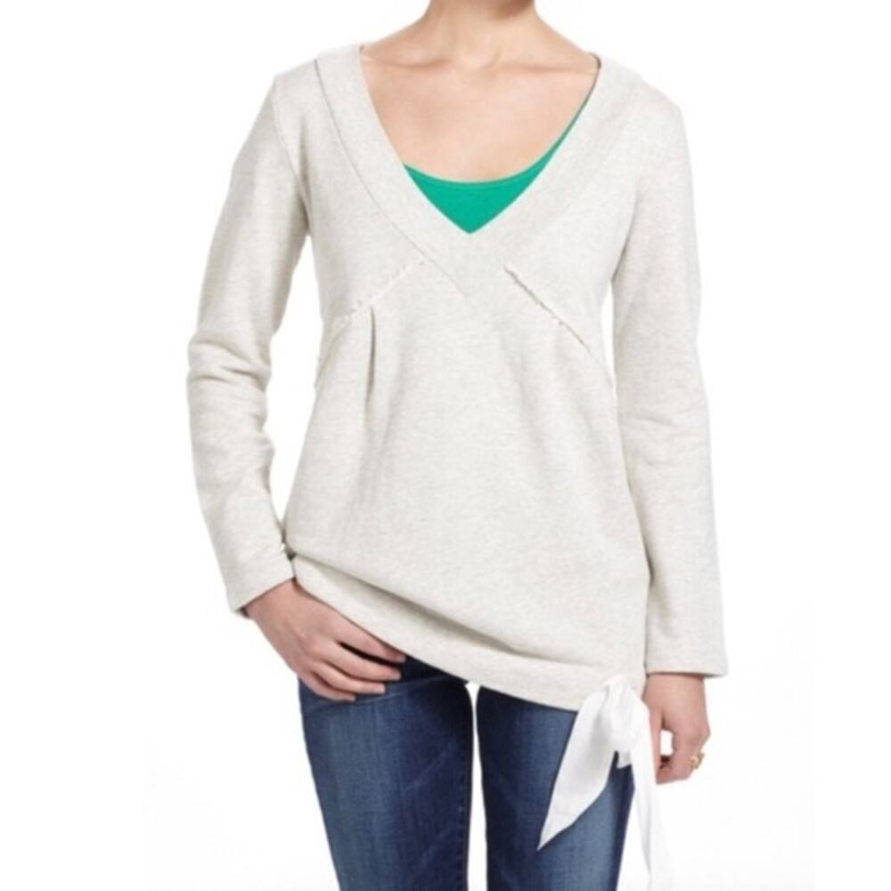 Fleurette anthro v neck tie bottom sweater size XS